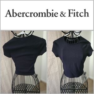 Abercrombie & Fitch Black Ribbed Fitted Crop Top Women Size Small